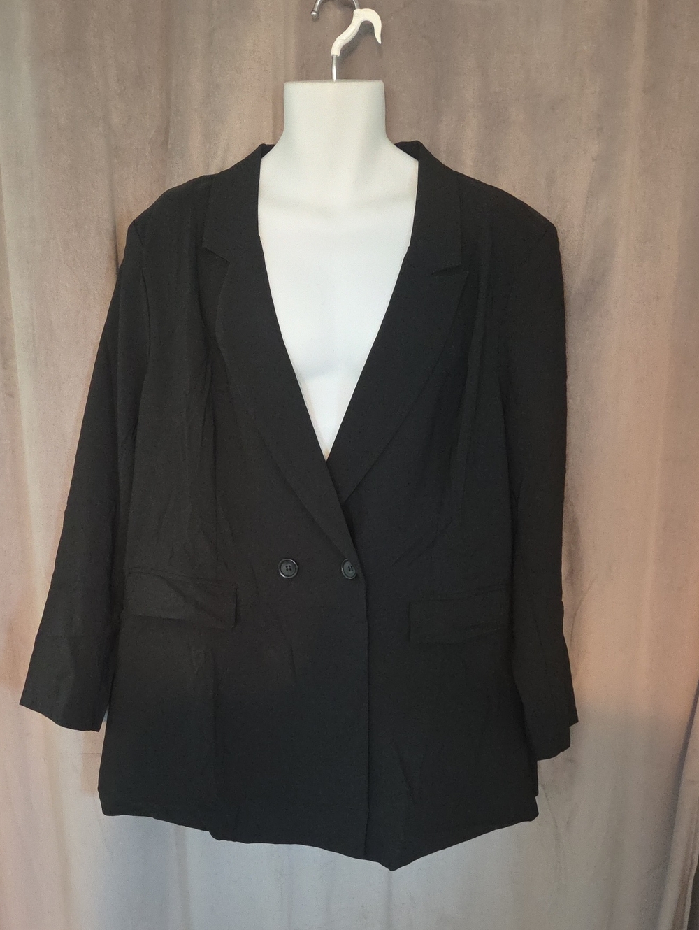NWT 3X Black Double-Breasted Women's Blazer - Classic Open Lapel